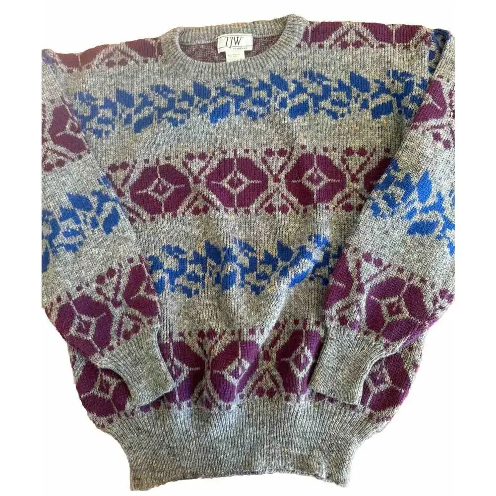 Grandpa‎ Sweater Southwest Vintage 90s Medium Aztec Navajo Grunge Floral Wool